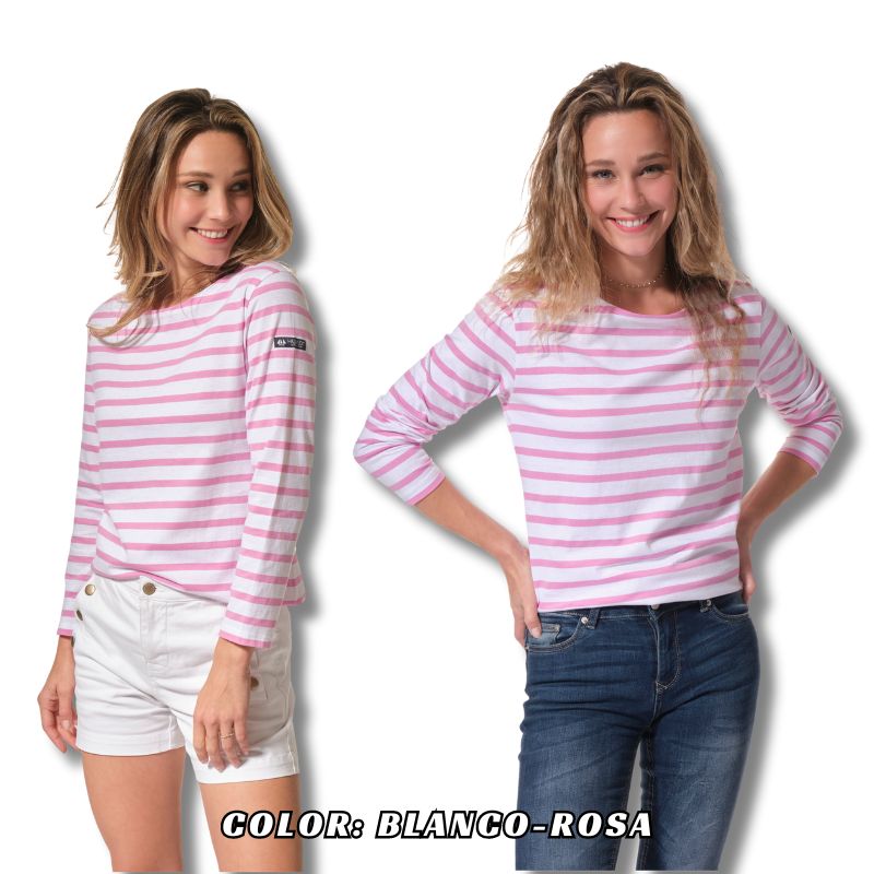 <p>Camiseta marsellesa náutica de mujer con rayas marineras. De manga larga y 100%algodón.</p> HUBLOT MARSELLESA PECHEUR M/L - Imagen 2