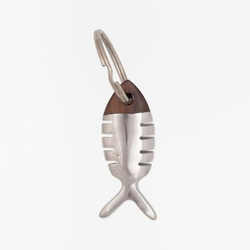 BATELA LLAVERO METAL/MADERA PEZ ESQUELETO