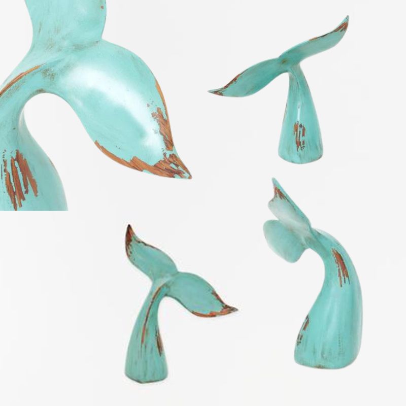 BATELA COLA DE BALLENA VERDE 22CM EN RESINA