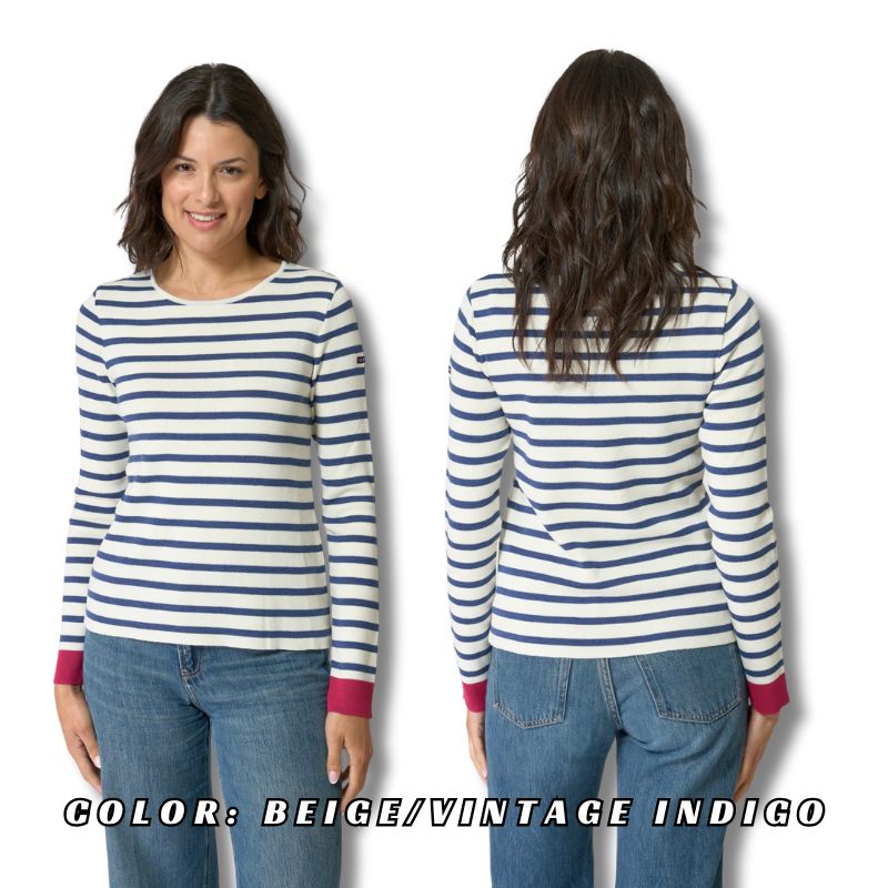 BATELA MUJER JERSEY RAYAS PUÑOS CONTRASTE