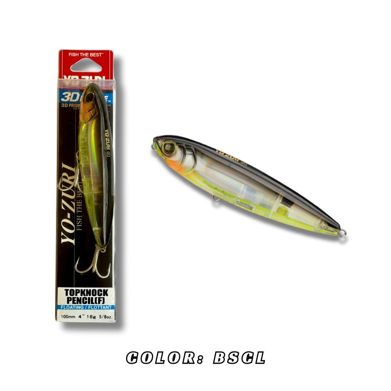 El Yo-Zuri TopKnock Pencil 100F redefine la pesca en superficie. Gracias a su sistema de peso único en la cola, ofrece lances extra largos y un sonido de baja frecuencia que despierta el instinto agresivo de los depredadores. Longitud: 100mm (4") Peso: 18g (5/8 oz) Acción: Floating / Walk-the-dog. YO-ZURI INSHORE TOPKNOCK PENCIL 100F R1350 - Imagen 2