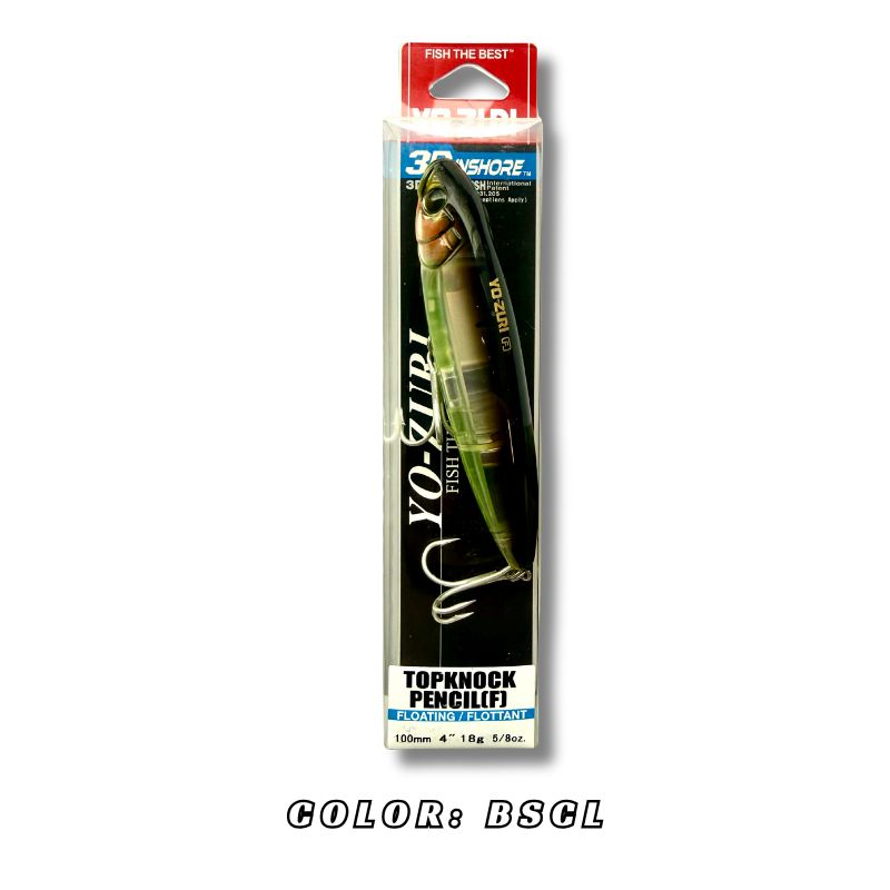 El Yo-Zuri TopKnock Pencil 100F redefine la pesca en superficie. Gracias a su sistema de peso único en la cola, ofrece lances extra largos y un sonido de baja frecuencia que despierta el instinto agresivo de los depredadores. Longitud: 100mm (4") Peso: 18g (5/8 oz) Acción: Floating / Walk-the-dog. YO-ZURI INSHORE TOPKNOCK PENCIL 100F R1350 - Imagen 4