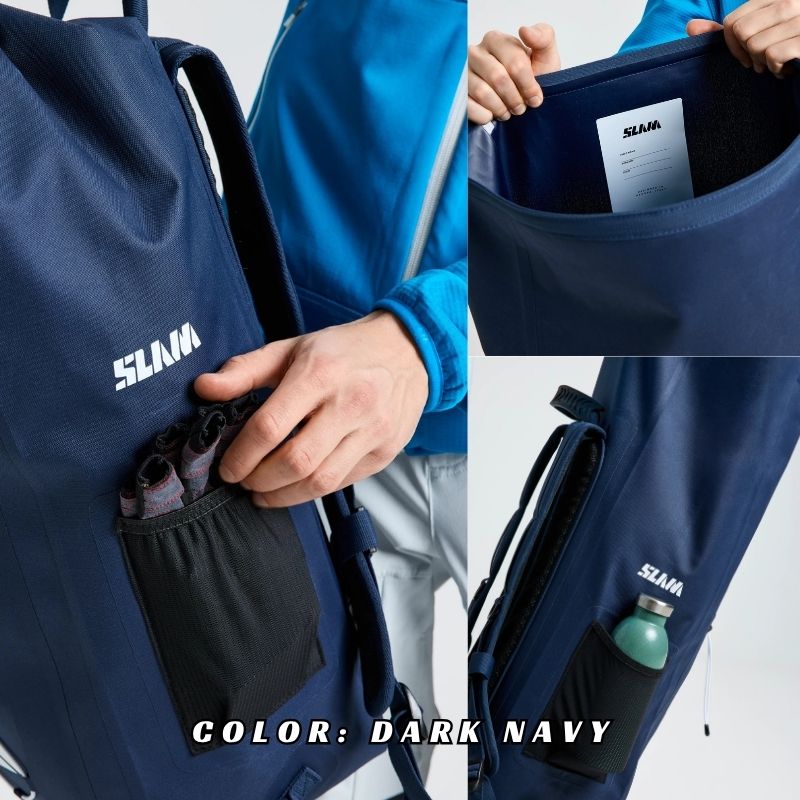 Diseñada para la navegación técnica y el uso a bordo, la mochila OD WR combina estanqueidad total y funcionalidad avanzada. Fabricada en poliéster con revestimiento de TPU y soldaduras de alta frecuencia, garantiza la protección de tu equipo en las condiciones más húmedas. Incluye una funda de neopreno extraíble para portátil, sistema elástico exterior y paneles traseros de EVA 3D para mayor comodidad y transpiración. Una herramienta ligera, resistente y esencial para regatistas y viajeros náuticos que exigen el máximo rendimiento de su equipo. Especificaciones técnicas destacadas: Capacidad: 35 Litros. Dimensiones: 78 x 31,5 x 17 cm. Material: Poliéster ligero con revestimiento de TPU. Estanqueidad: Soldaduras de alta frecuencia (sin costuras). Extras: Compartimento de neopreno para PC y sistema elástico Bungee. SLAM MOCHILA OD WR BACKPACK - Imagen 2