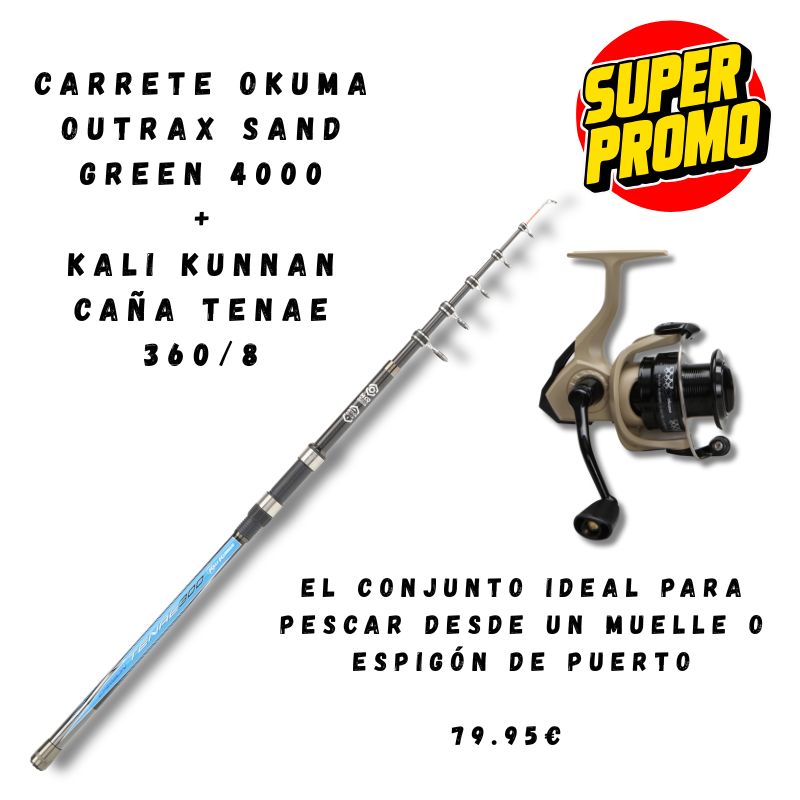Promo: Carrete Okuma Outrax + Caña Tenae Kali Kunnan