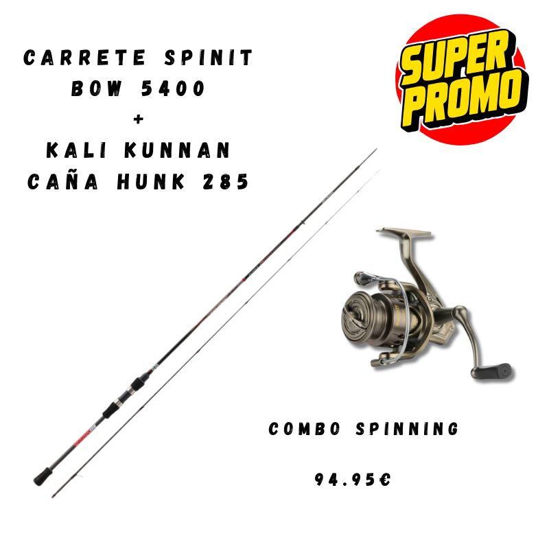 Promo: Carrete Spinit Bow 5400 + Caña Hunk 285 Kali Kunnan