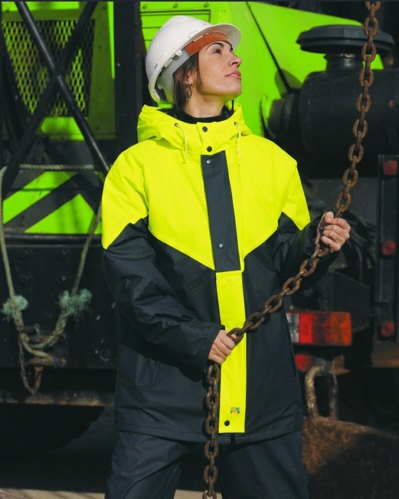 TRIVI CHAQUETA ACOLCHADA PICOS AMARILLO FLUOR/AZUL MARINO